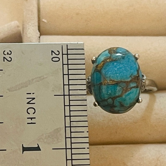 Karis southwestern Sterling Silver Natural Blue Turquoise Gemstone Sz 9 - Picture 7 of 9